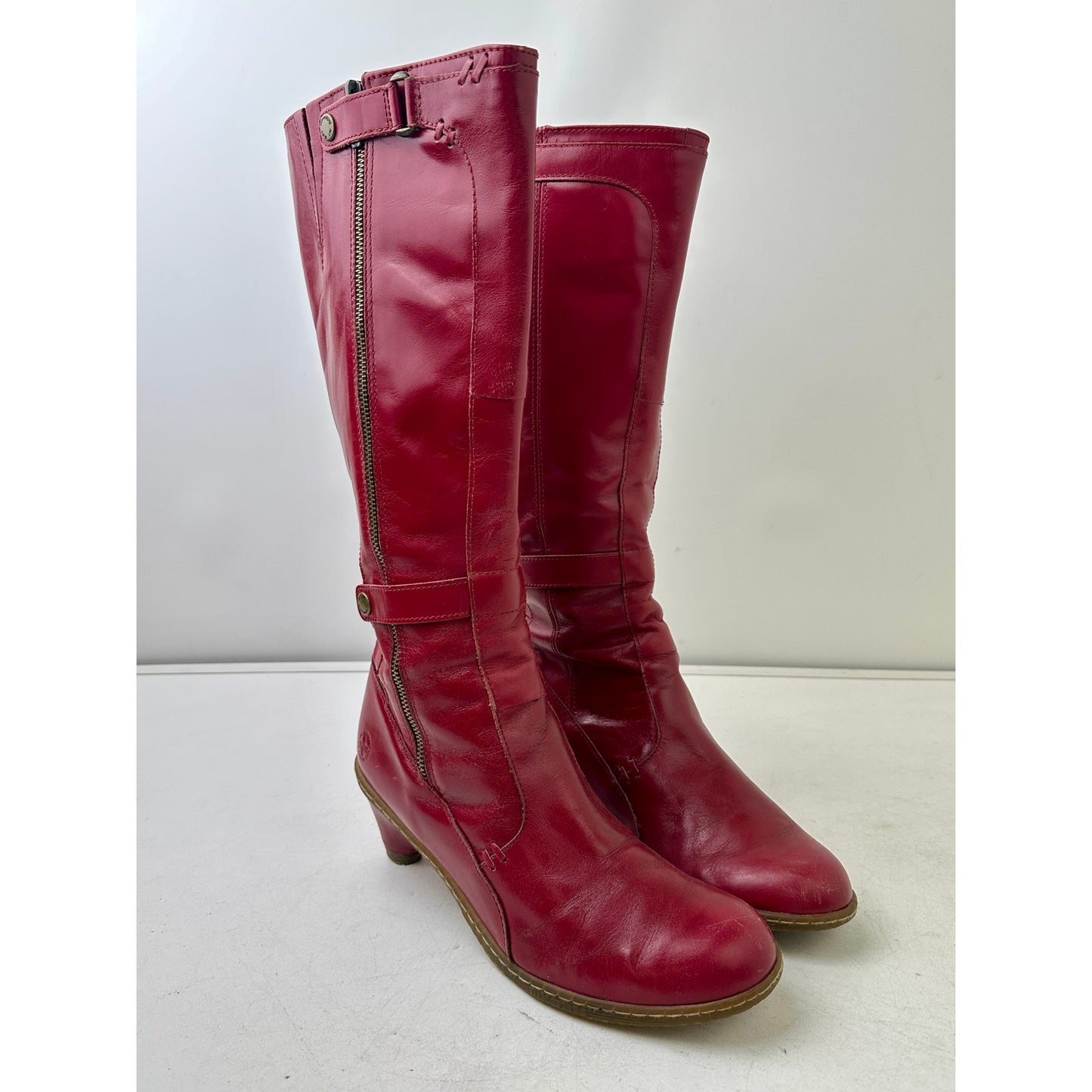Vintage Dr. Martens Jenna Hi Red Leather Knee-High Boots Women's Sz 9