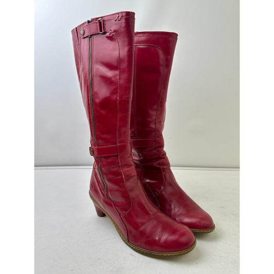 Vintage Dr. Martens Jenna Hi Red Leather Knee-High Boots Women's Sz 9
