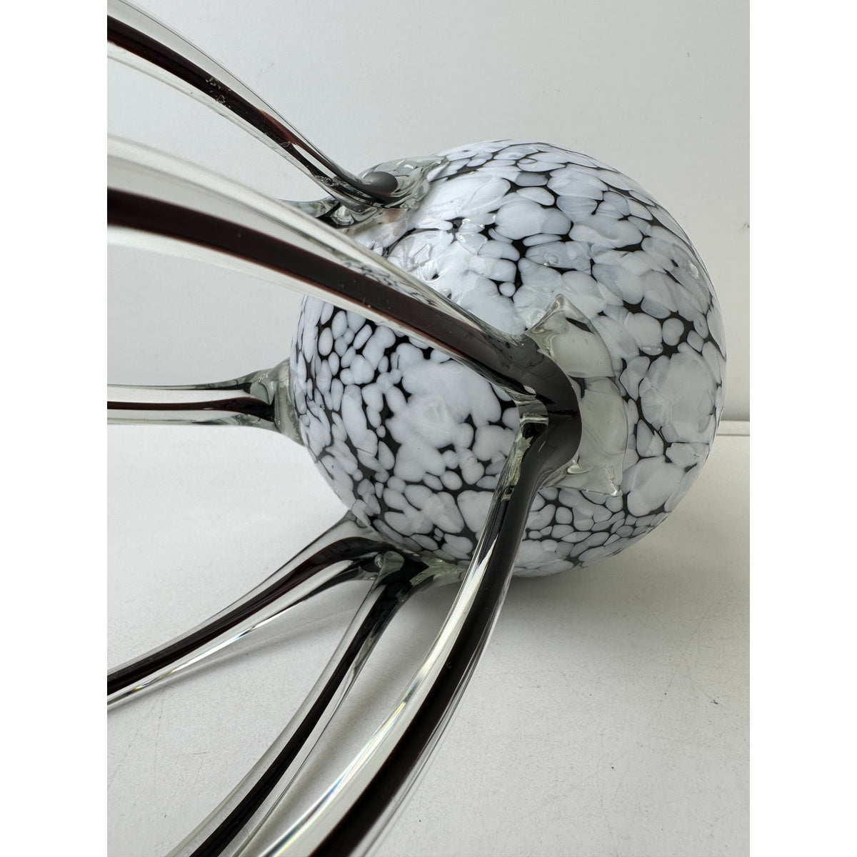 Vintage Jozefina Krosno Handblown Glass Jellyfish / Octopus Pedestal Bowl Vase