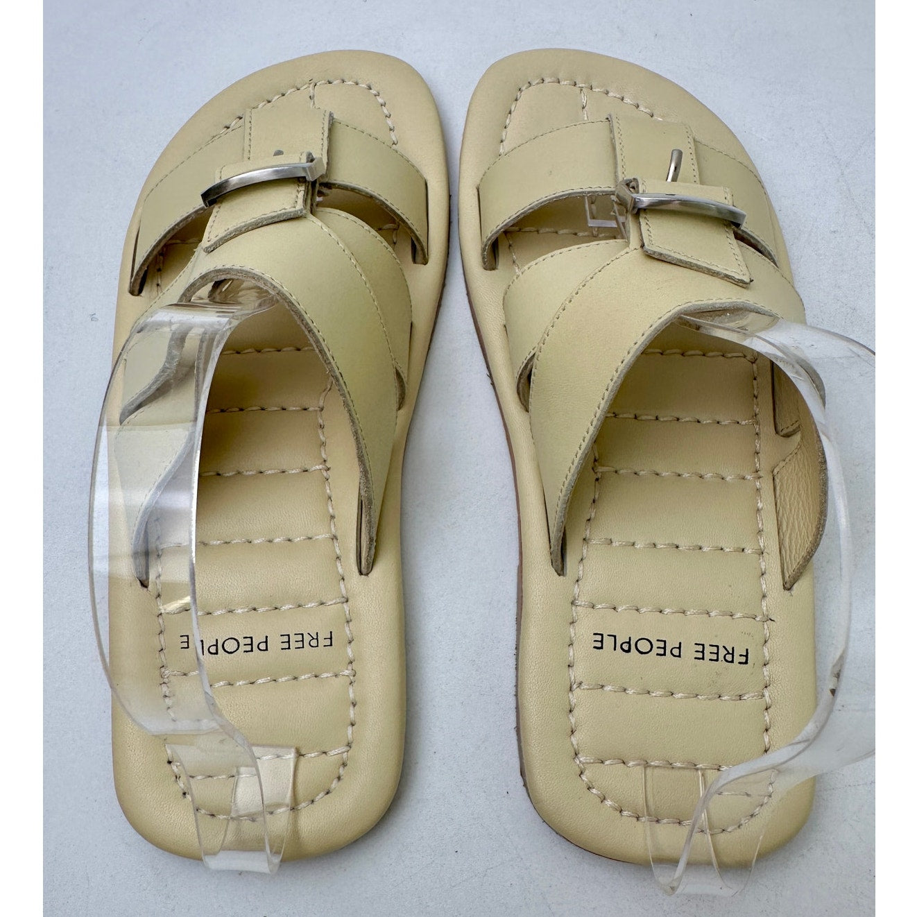 Free People Sloan Buttermilk Leather Buckle Sandals Women's Sz 7