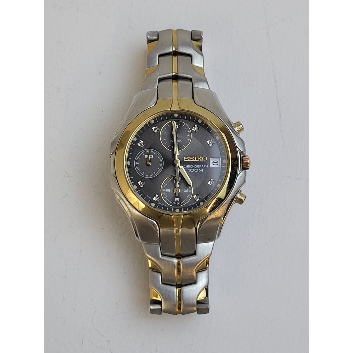 Seiko Ladies' Coutura Alarm Chronograph Two-Tone Gold Silver Watch 7T92-DKND