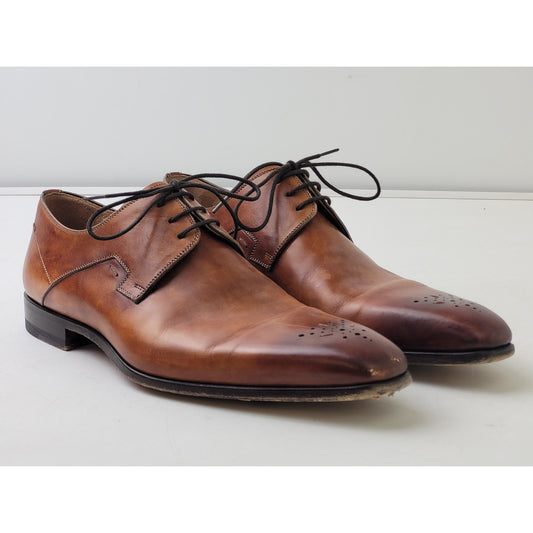 Magnanni Reko Tobacco Leather Medallion Toe Oxford Shoes Men's Sz 41 (8)
