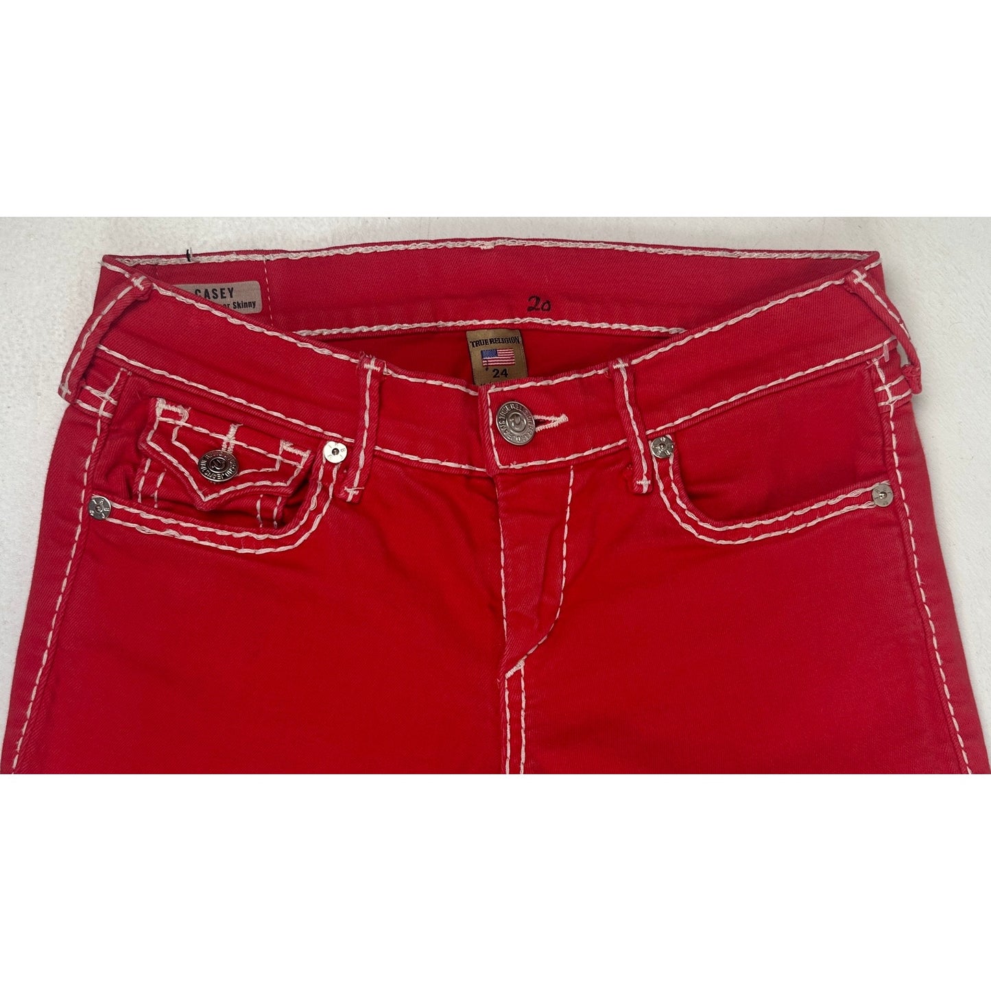 True Religion Red Casey Low Rise Super Skinny Jeans Women's Sz 24