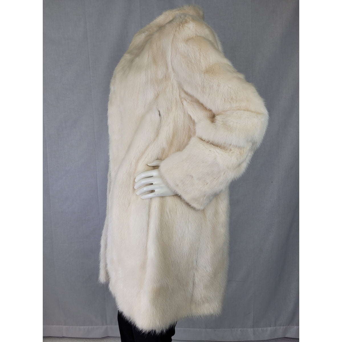 VTG 70s Ivory Mink Coat Open Front Mid-Length Women's Sz S/M