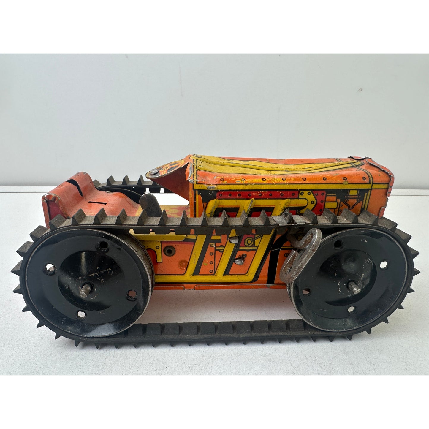 Vintage 1940s Louis Marx Tin Litho Wind-Up Caterpillar Tractor | Untested