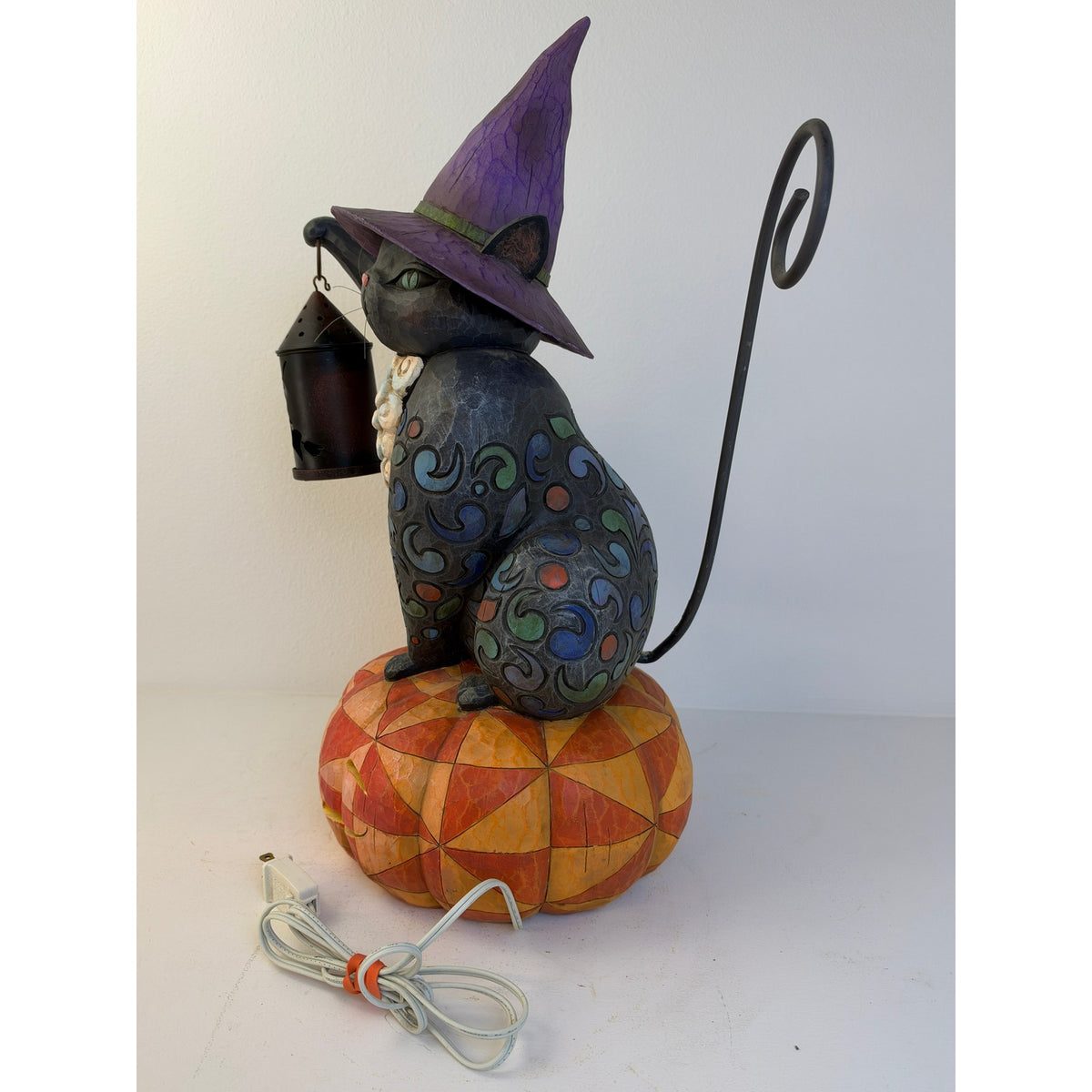VTG Jim Shore Heartwood Creek On the Night Watch Lighted Halloween Cat Figurine