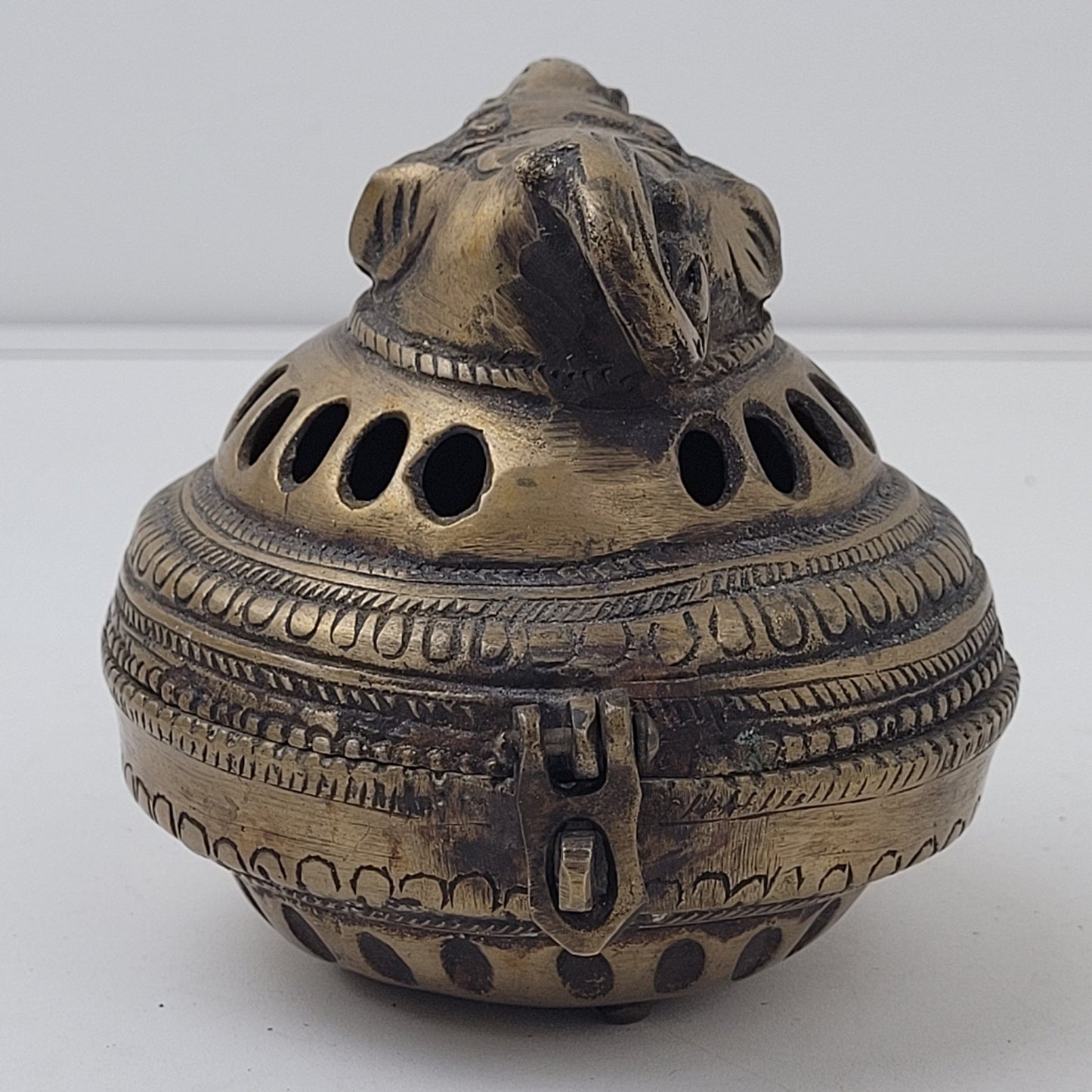 Vintage Heavy Cast Brass Incense Burner