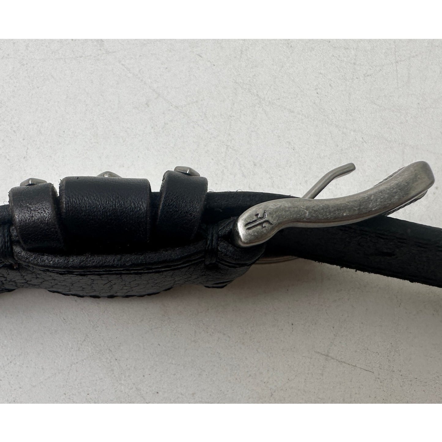 Frye Black Leather Diamond Studded Belt W/ Silver Hardware Men's Sz Large NWT
