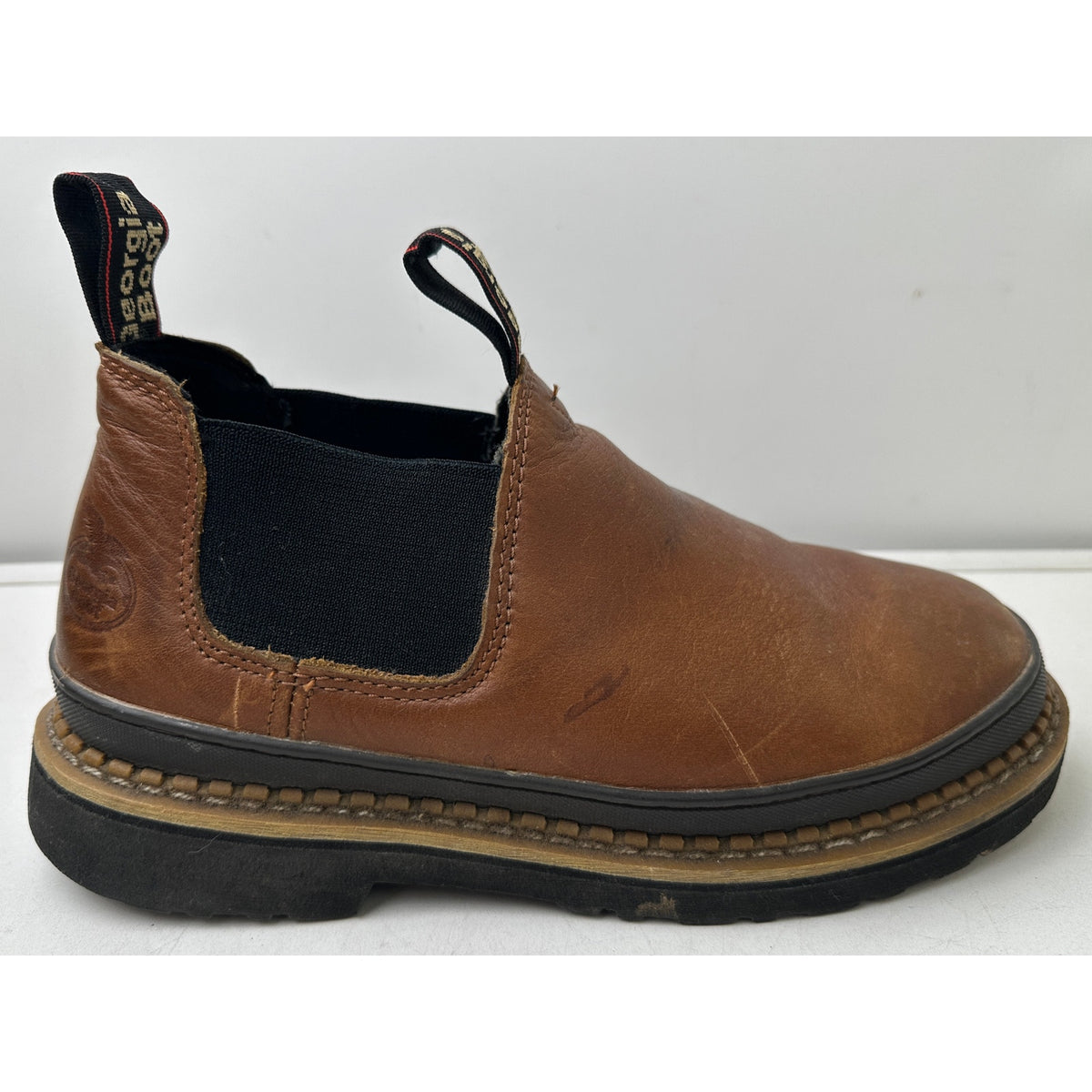 Georgia Boot Georgia Giant Romeo Brown Leather Slip-On Work Shoes Men's Sz 8