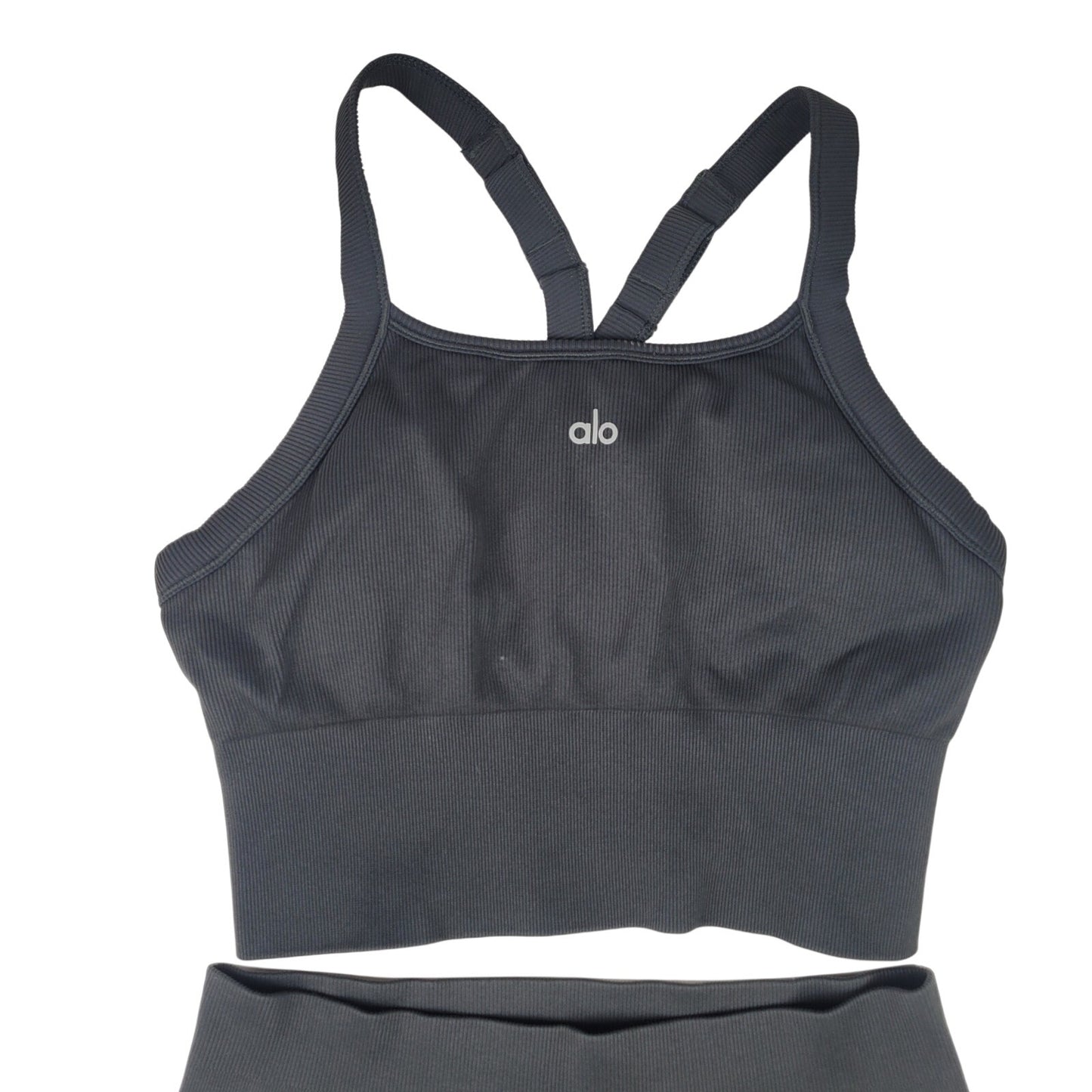 Alo Hunter Green 2-Piece Sports Bra & Bike Shorts Set Sz S/M