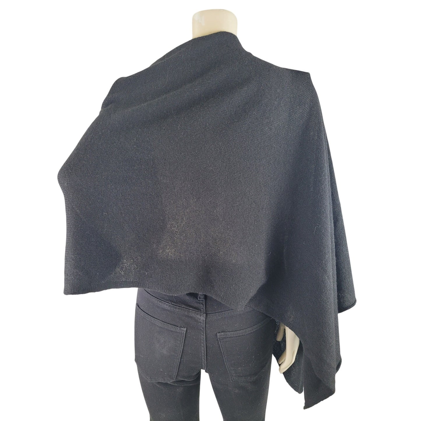 Alashan 100% Cashmere Draped Dress Topper Poncho in Black NWT