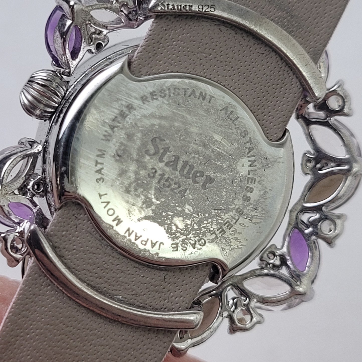 Stauer Fleur de Amethyst Women's Watch Pink Band Authentic Stones