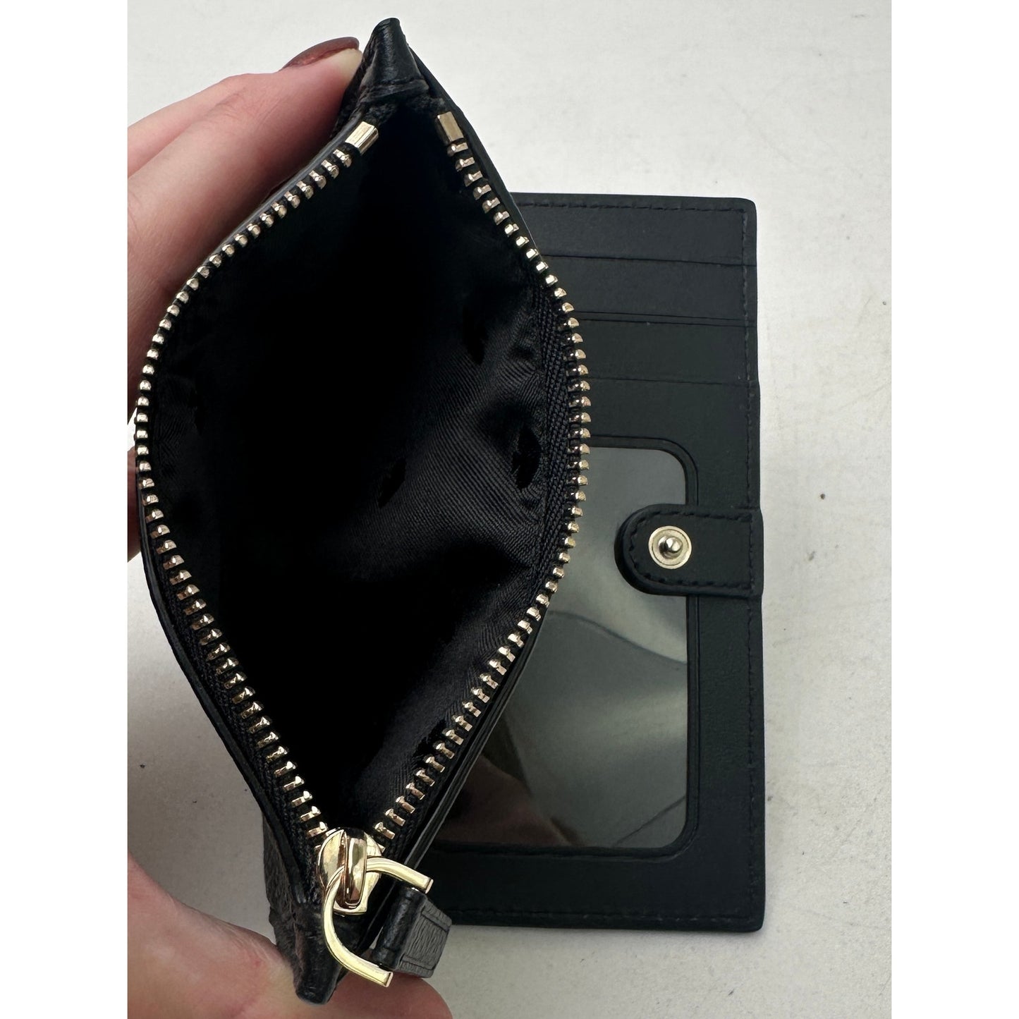 Kate Spade New York Leila Black Pebbled Leather Small Slim Bifold Wallet