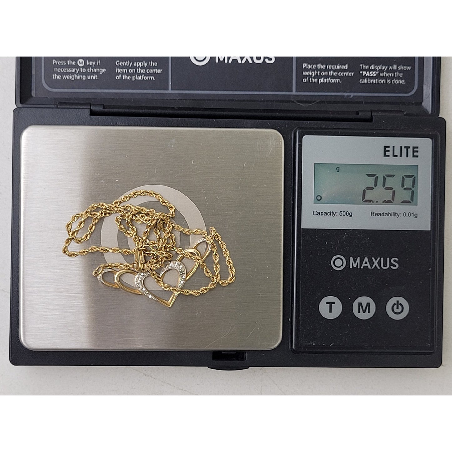 10K Yellow Gold Rope Chain & Attached Heart Pendant | 18" Long | 2.59 Grams