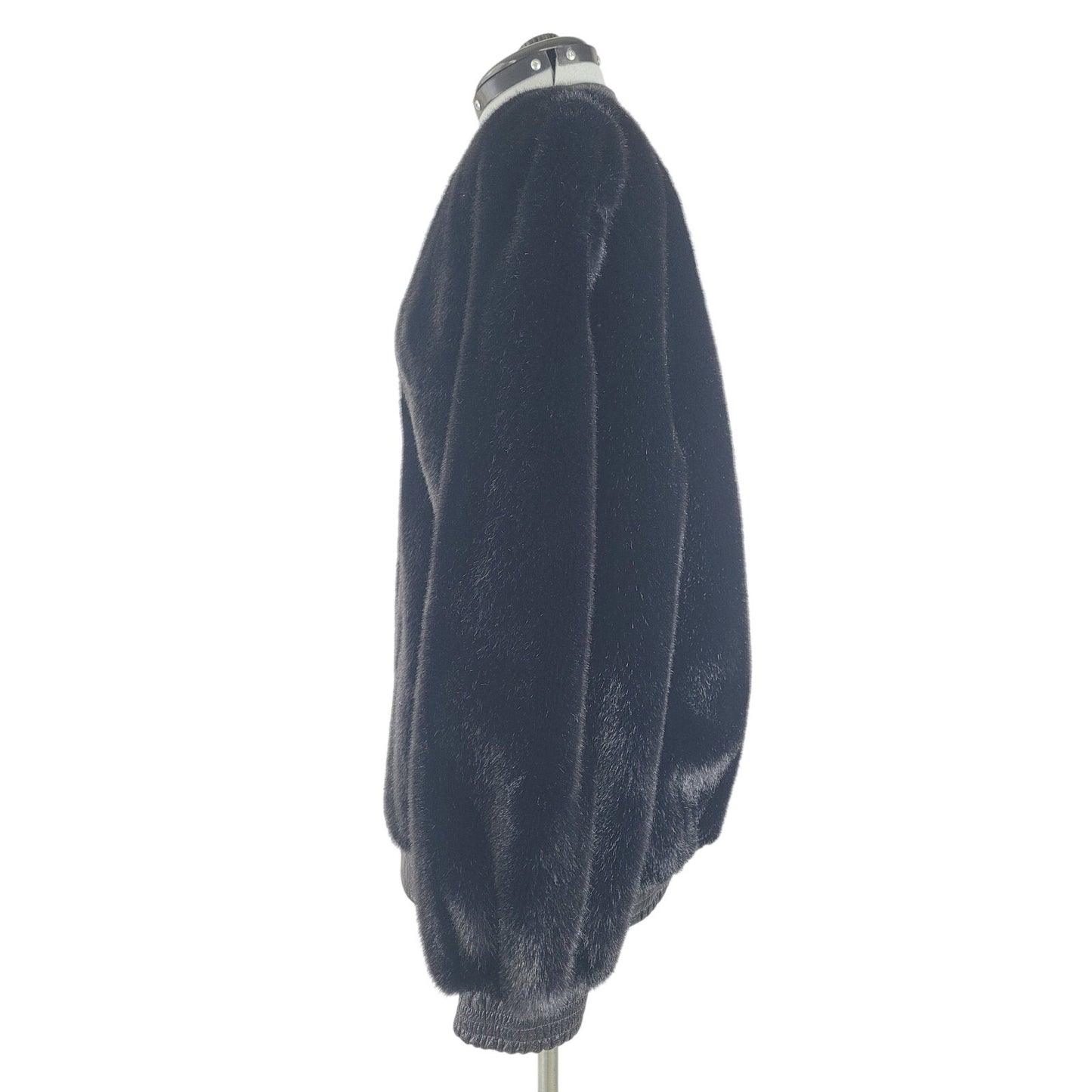 Vintage 1970-80s Adolph Shuman for I.Magnin Faux Fur Jacket Leather Trim Sz S/M