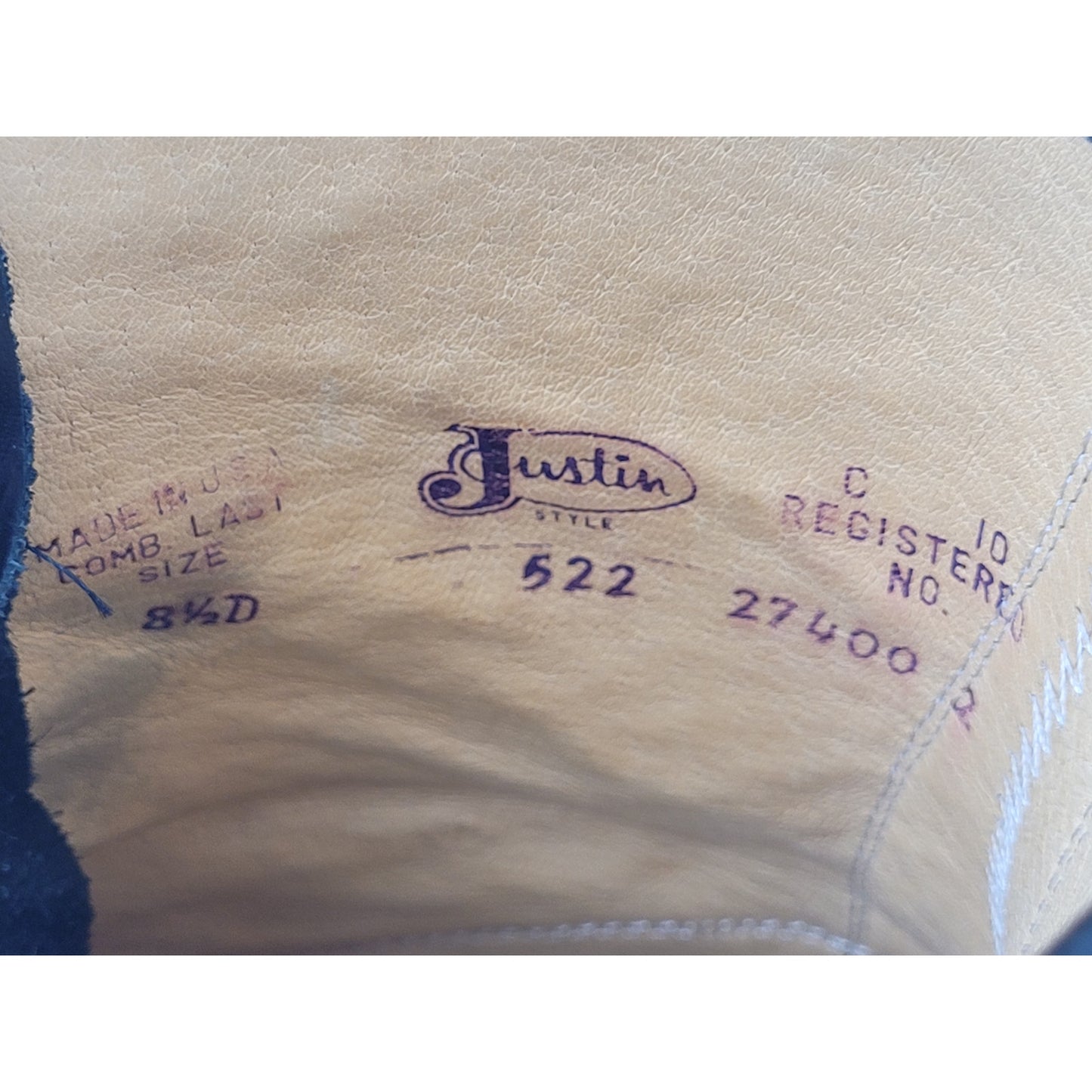 Vintage Justin Black Leather Roper Boots Lace-up Western Men's Sz 8.5D