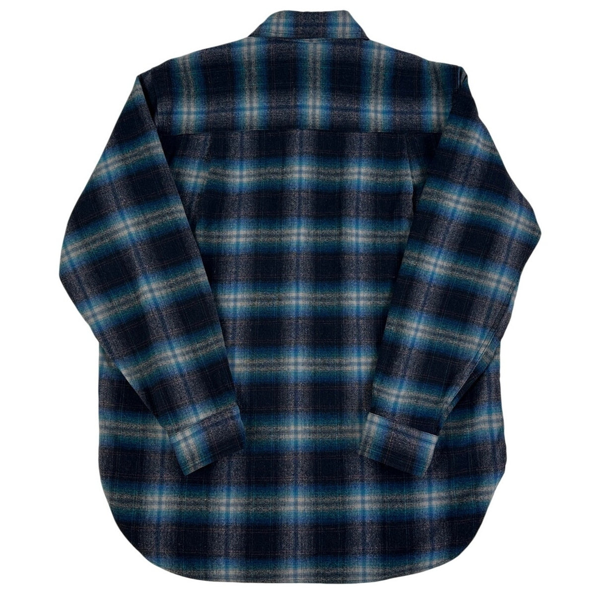 Vintage 1970s Pendleton Blue Wool Ombre Plaid Board Shirt Men's Sz L