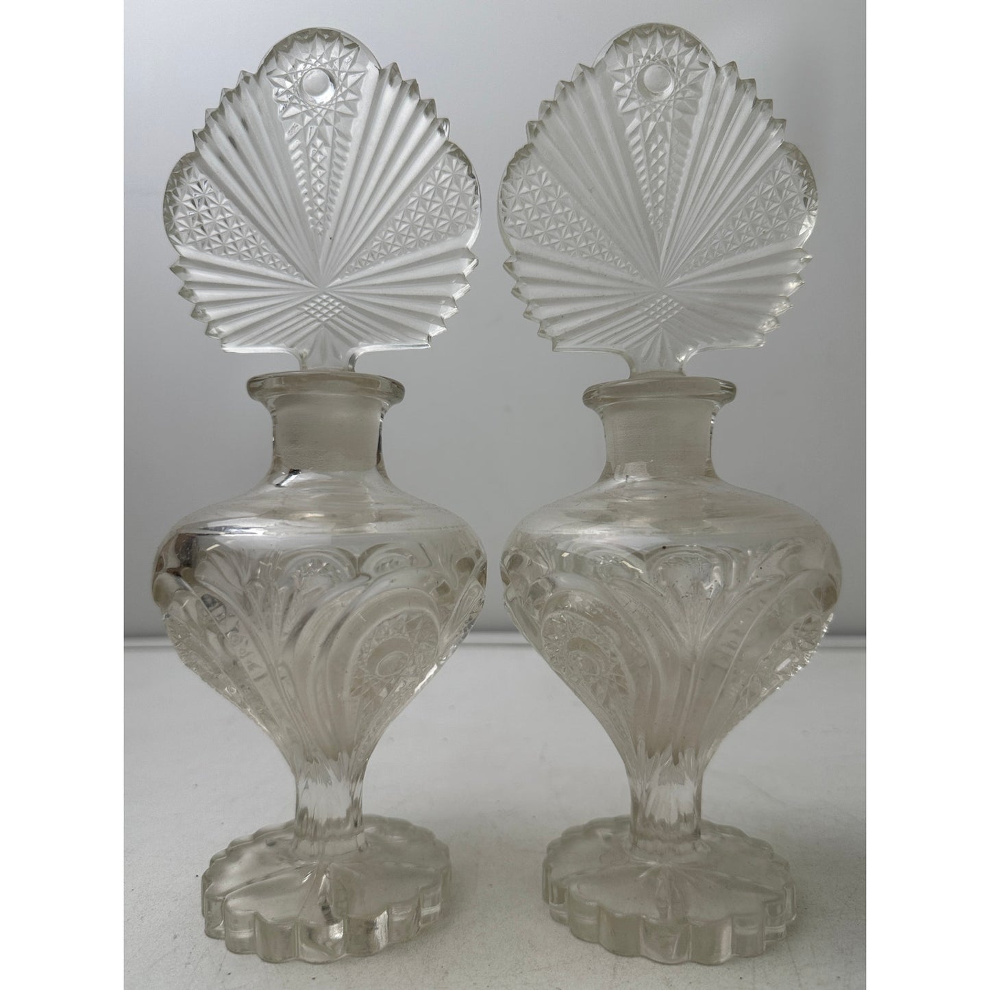 Pair of Vintage Imperial Glass Zippered Heart Cologne Bottles