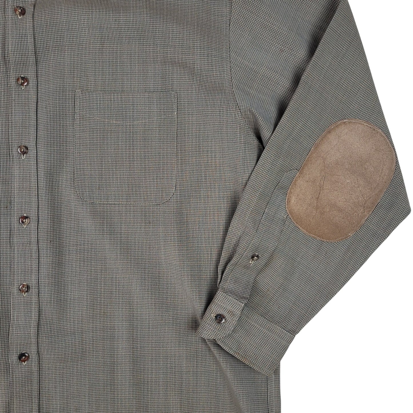 VTG Sir Pendleton Fine Worsted Wool Button Up Shirt w Suede Elbow Patches Sz XL