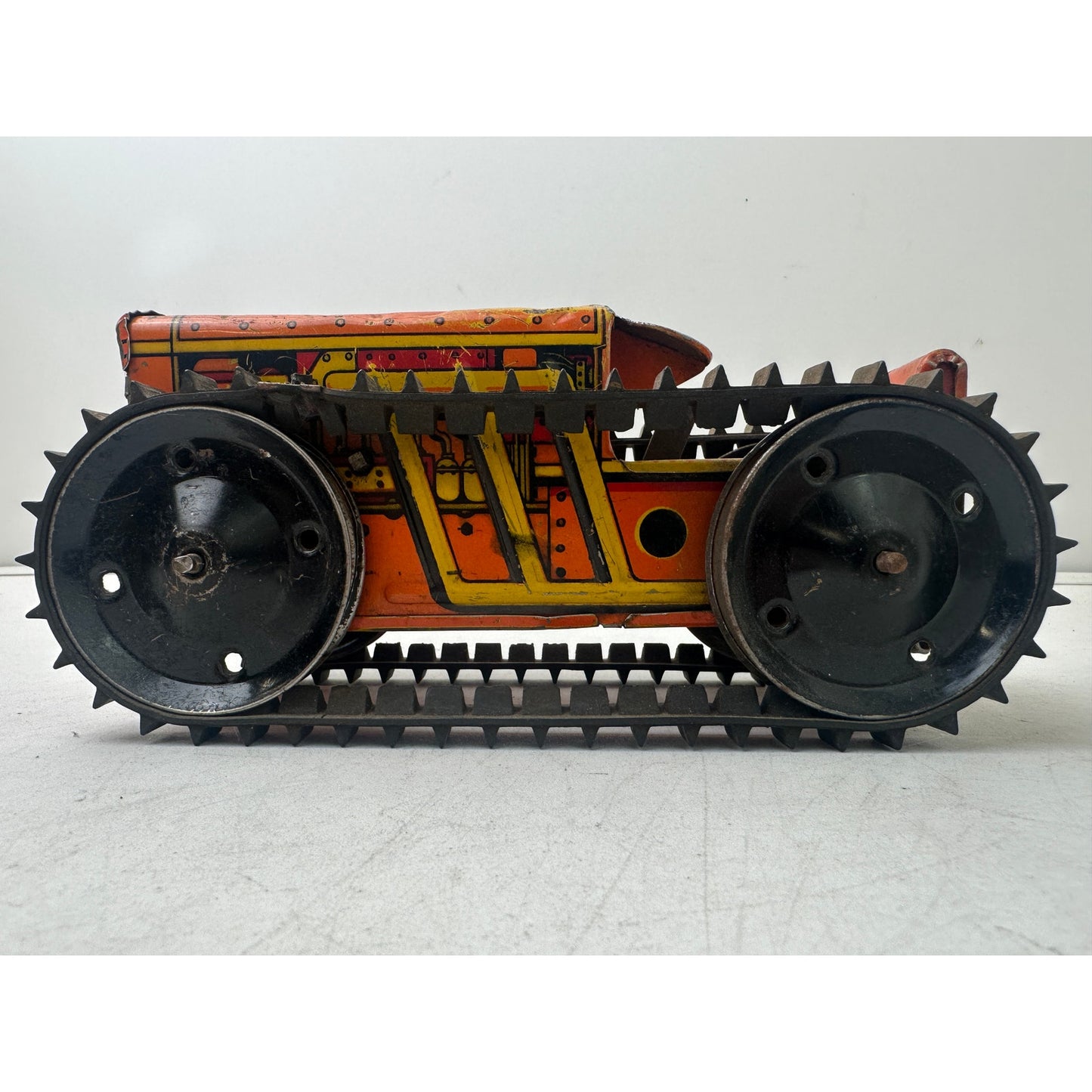 Vintage 1940s Louis Marx Tin Litho Wind-Up Caterpillar Tractor | Untested