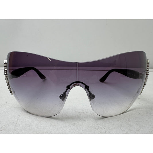 BVLGARI Crystal Rhinestone Shield Sunglasses with Leather Case