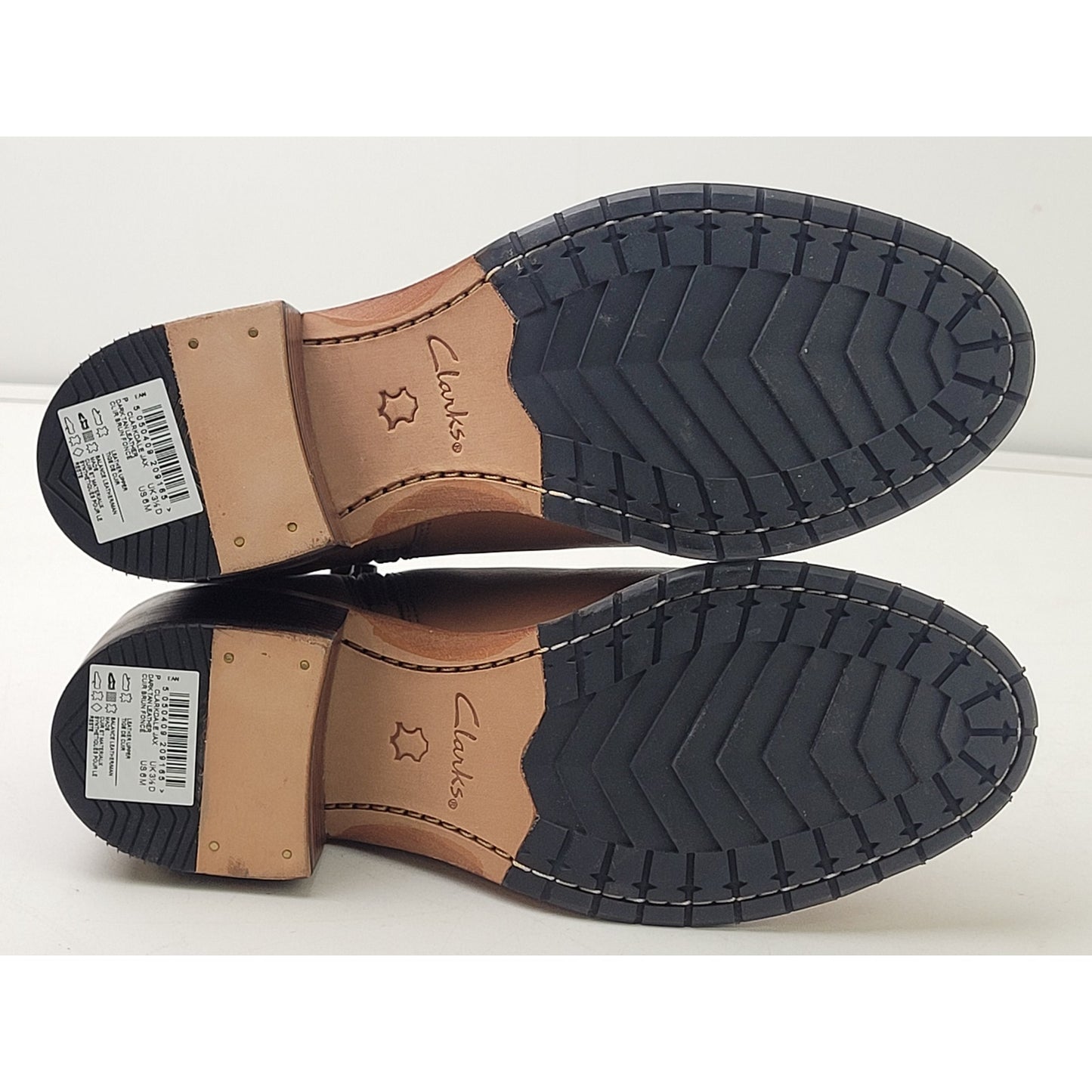 Clarks Jax Dark Tan Leather Heeled Booties Women's Sz 6