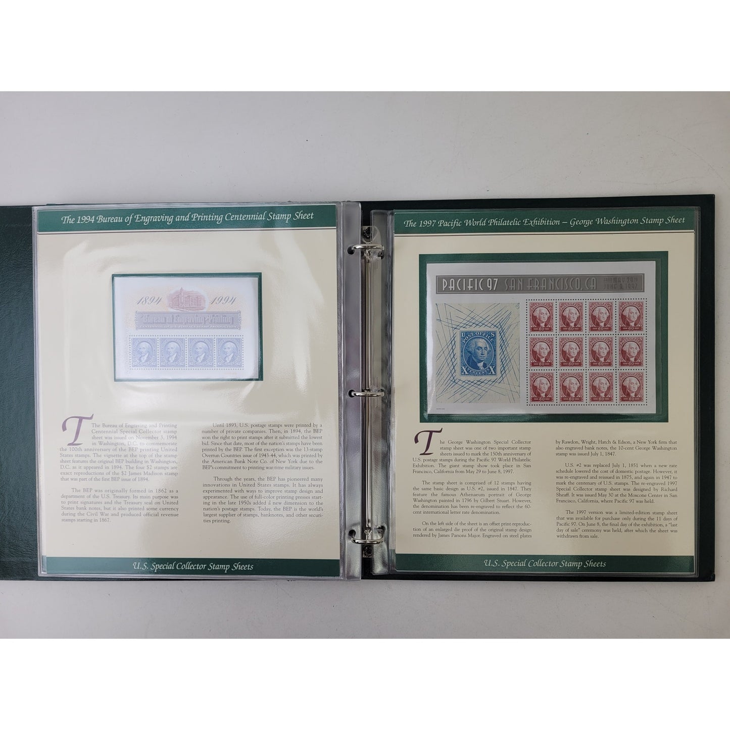 Vintage U.S. Special Collector Stamp Sheets | 32 Stamp Sheets in Binder