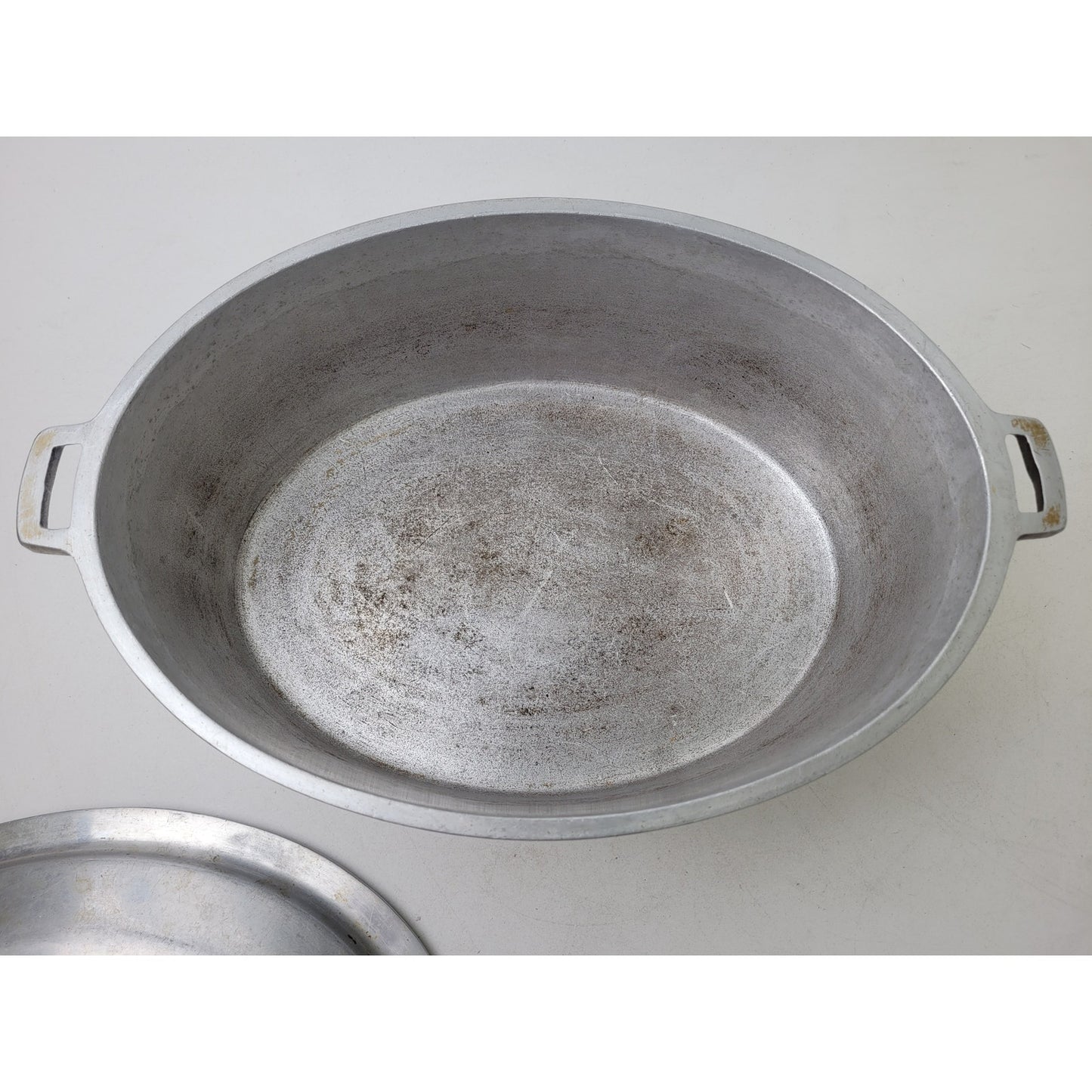 Vintage Miracle Maid Cookware 14.5" Cast Aluminum Oval Pot Oven Roaster w Lid