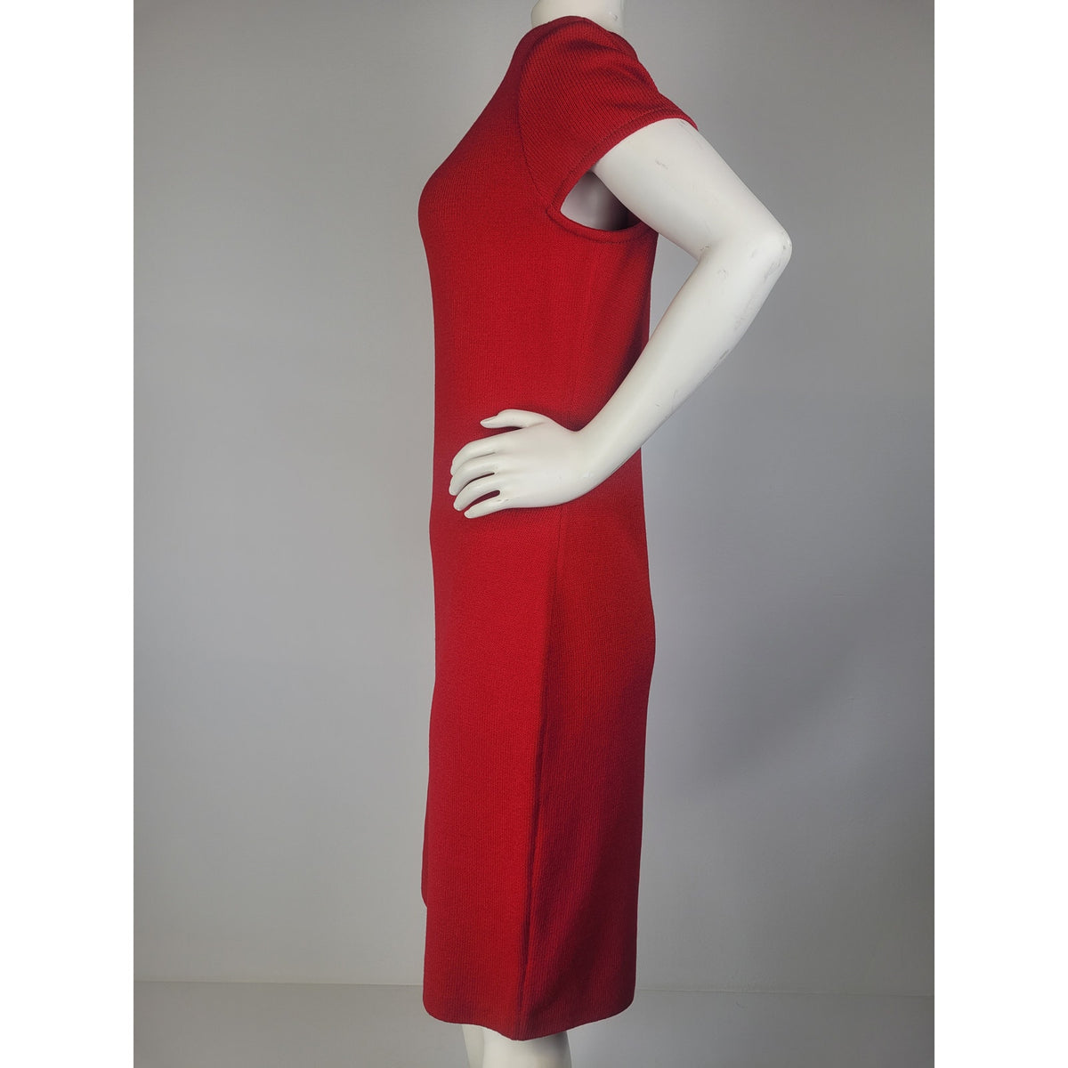 NWT St. John Collection Wool Blend Knit Sheath Dress Red Sz 6 MSRP $1210