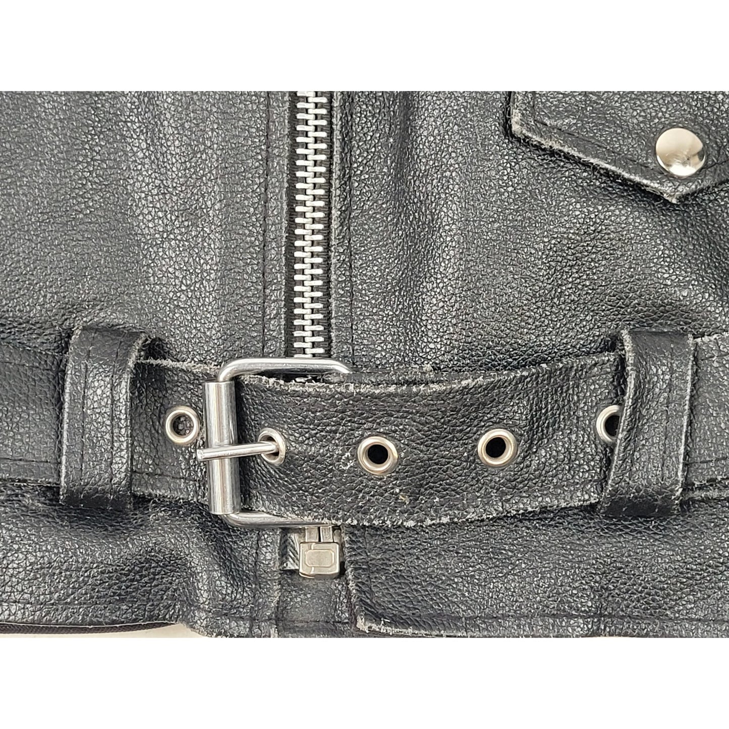 Quality Classic Belted Leather Motorcycle Jacket Biker Punk Style Men's Sz L