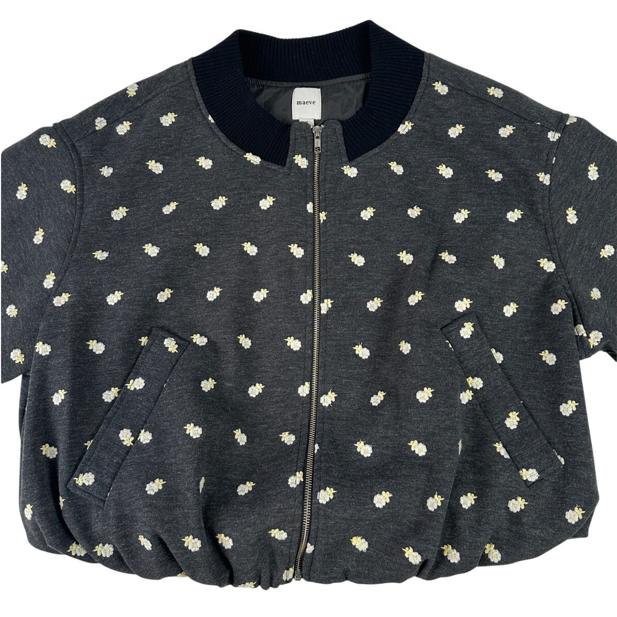 Anthropologie Maeve Embroidered Plush Bubble Coat Women's Sz M