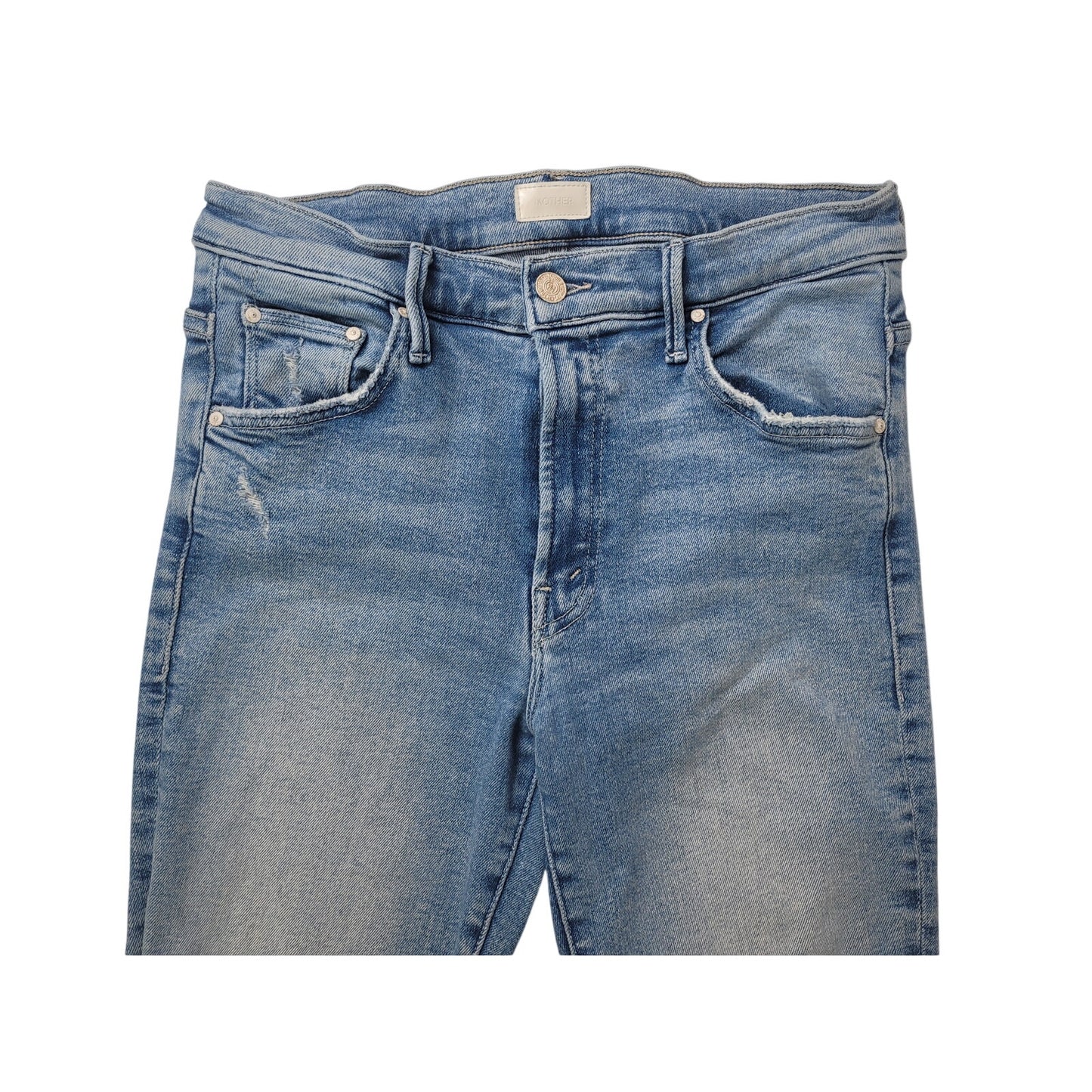 Mother The Insider Crop Step Fray Flare Jeans Medium Wash Distressed Sz 29