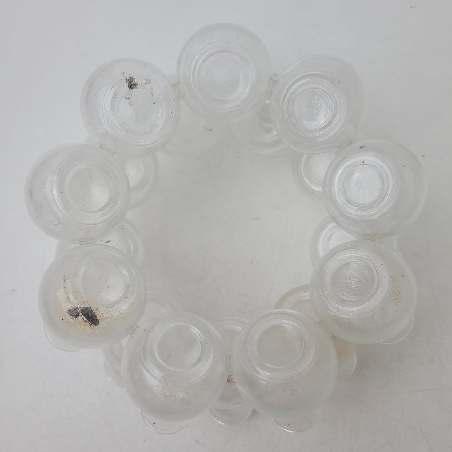 Vintage MCM Bud Vase Cluster 2-Piece Clear Glass 25 Mini Vases