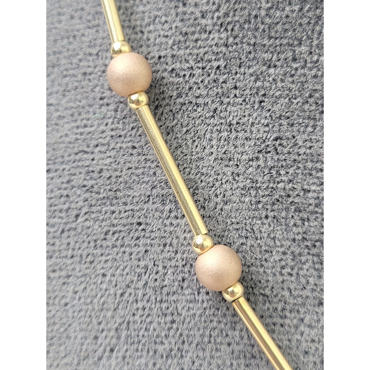 VTG 14K Yellow Gold Michael Anthony Jewelers Bar-and-Bead Chain Necklace in Box