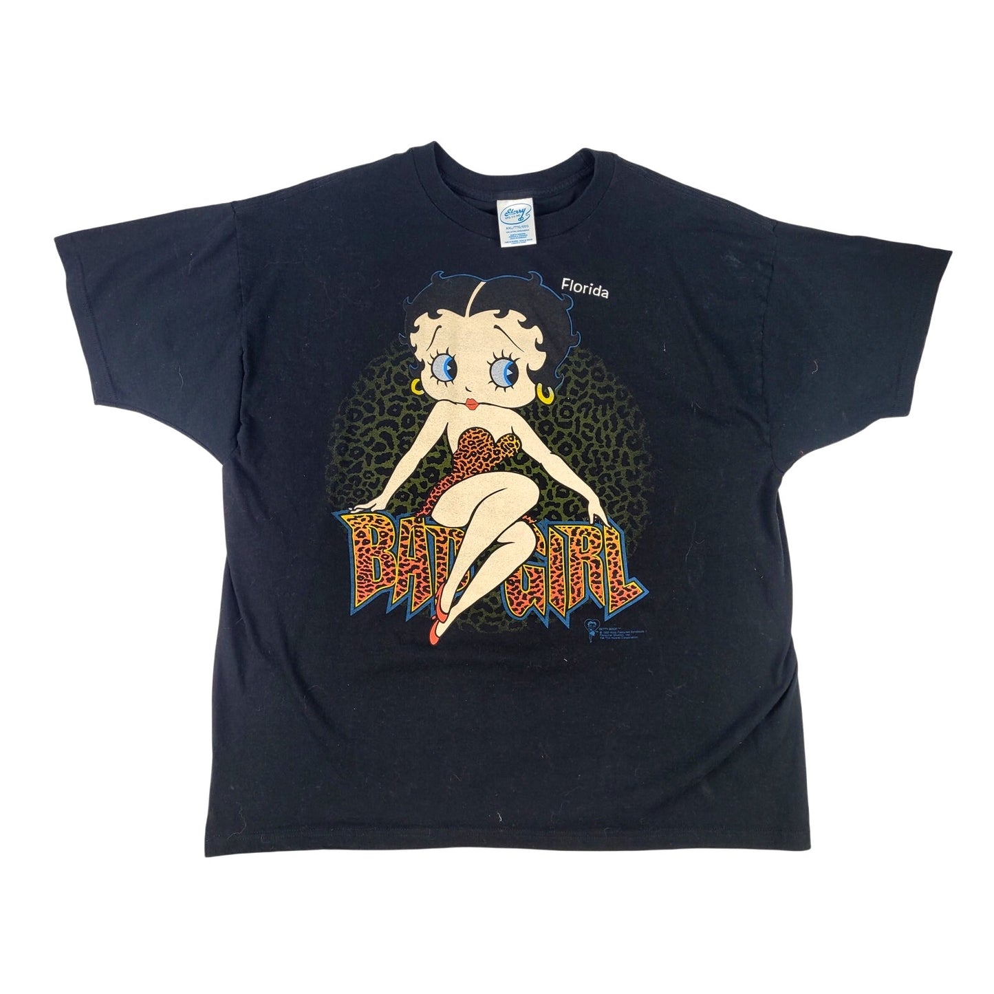 1990s Vintage Betty Boop Bad Girl Cheetah Dress Black Graphic T-shirt Sz XXL