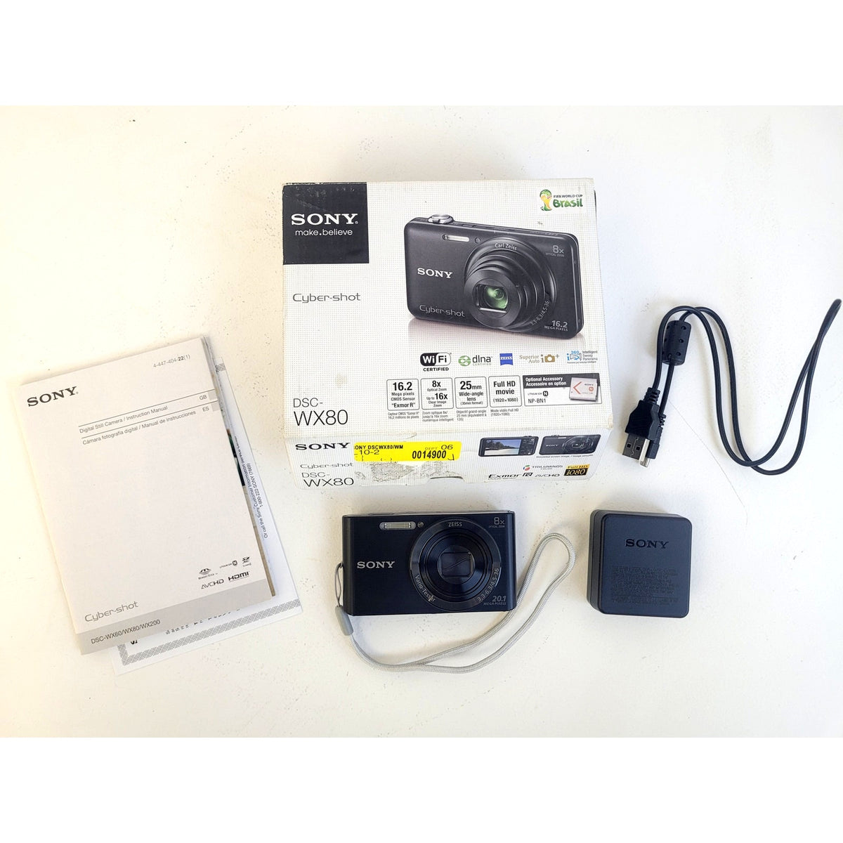 Sony Cyber-Shot DSC-WX80 Digital Camera Kit w Power Adapter & Original Box