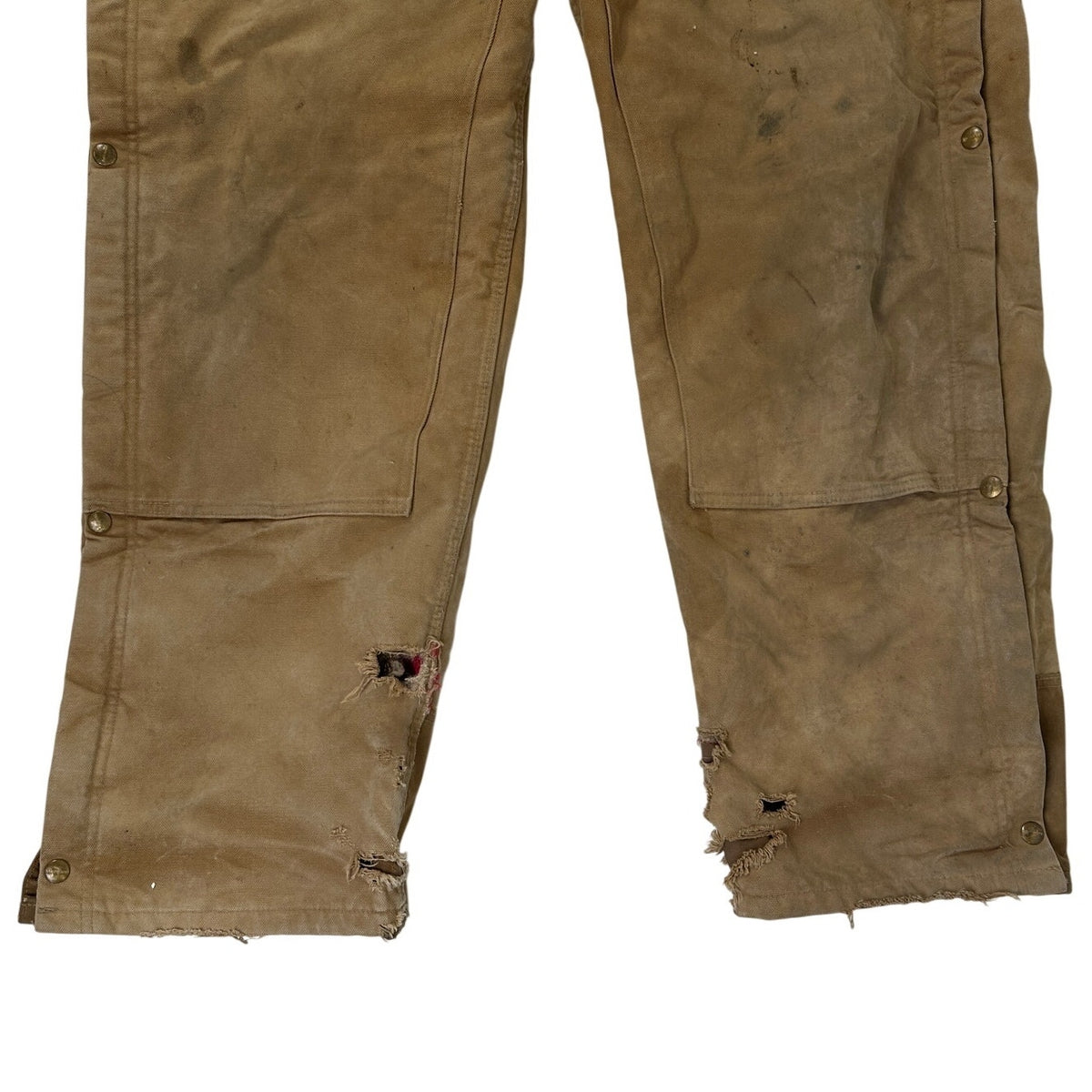 Carhartt R41 BRN Distressed Quilt-Lined Double Knee Overalls Men's Sz 44x32