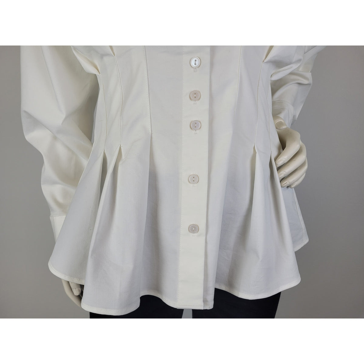 Anthropologie Exquise Tobie Fitted Waist Button Down White Shirt Sz S NWT