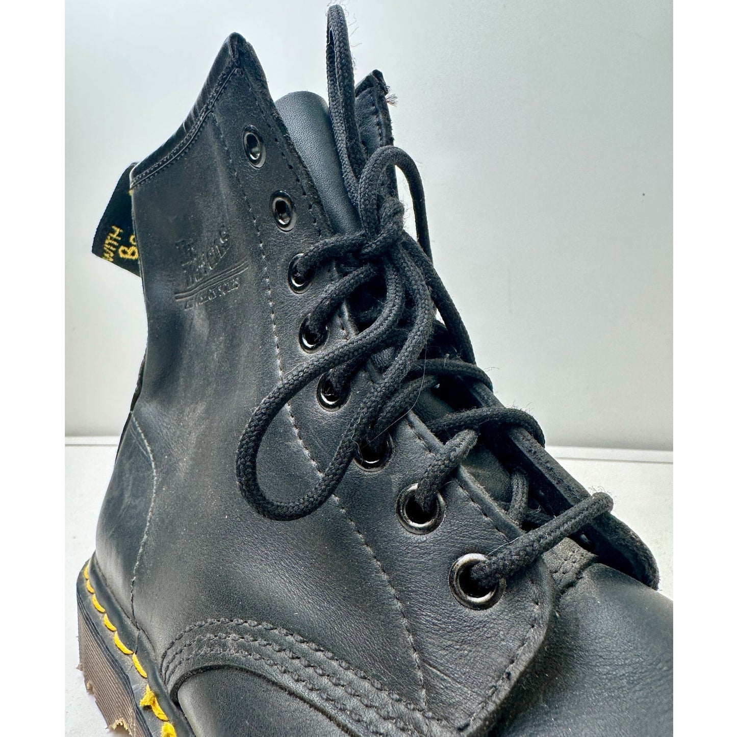 Vintage Dr. Martens 1460 Black Leather 8-Eye Lace Up Boots (Made in England) Men's 7 / Women's 9