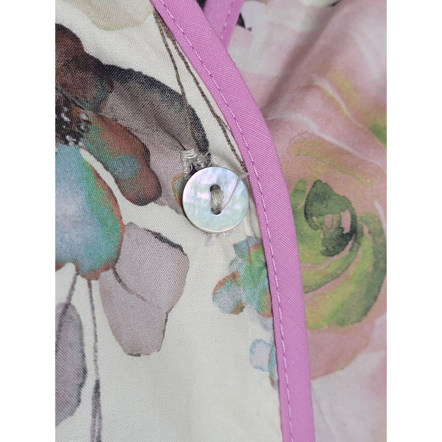 Anthropologie Entro Double Shoulder Ruffle Pastel Floral Print Shirt Sz M