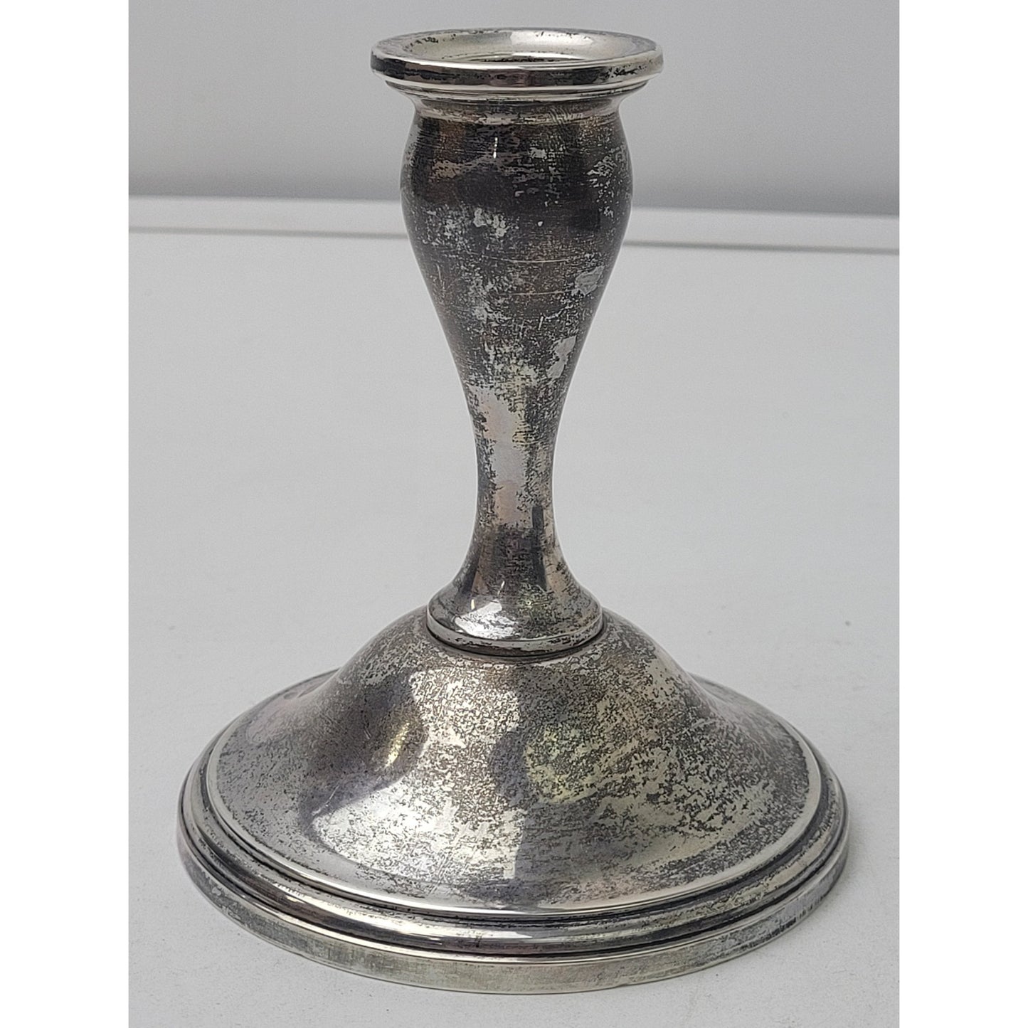 Vintage Sterling Silver Weighted Candlestick 4 1/2" H | 3 3/4" W | 326.69 grams