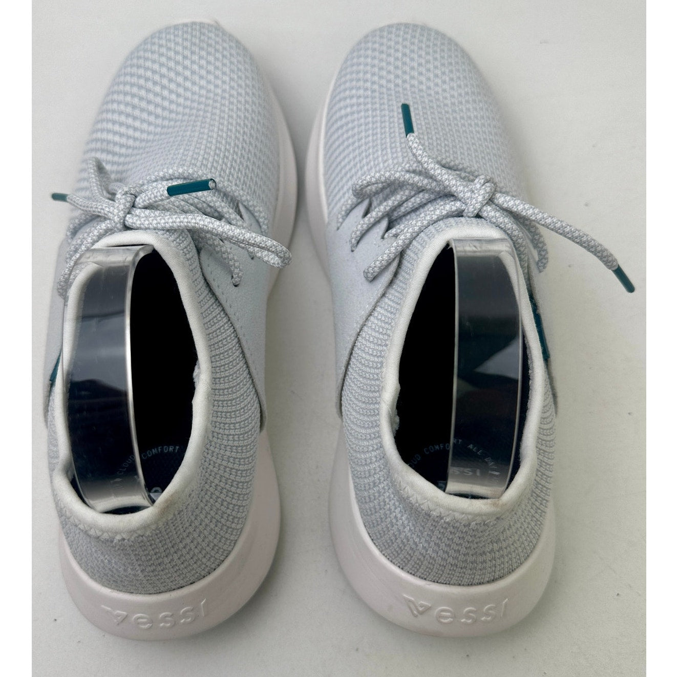 Vessi Everyday Classic Waterproof White/Grey Knit Sneakers Women's Sz 8