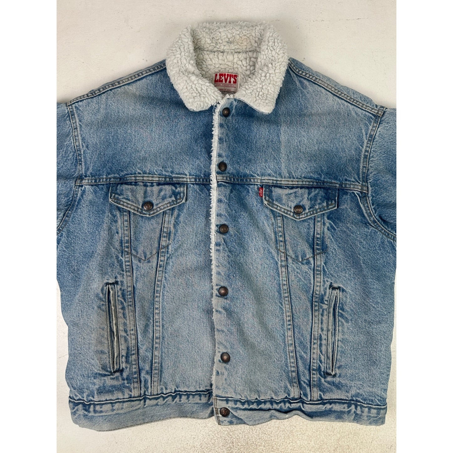 Vintage Levi's Made in USA Sherpa Lined Denim Trucker Jacket M's XL / W's XXL