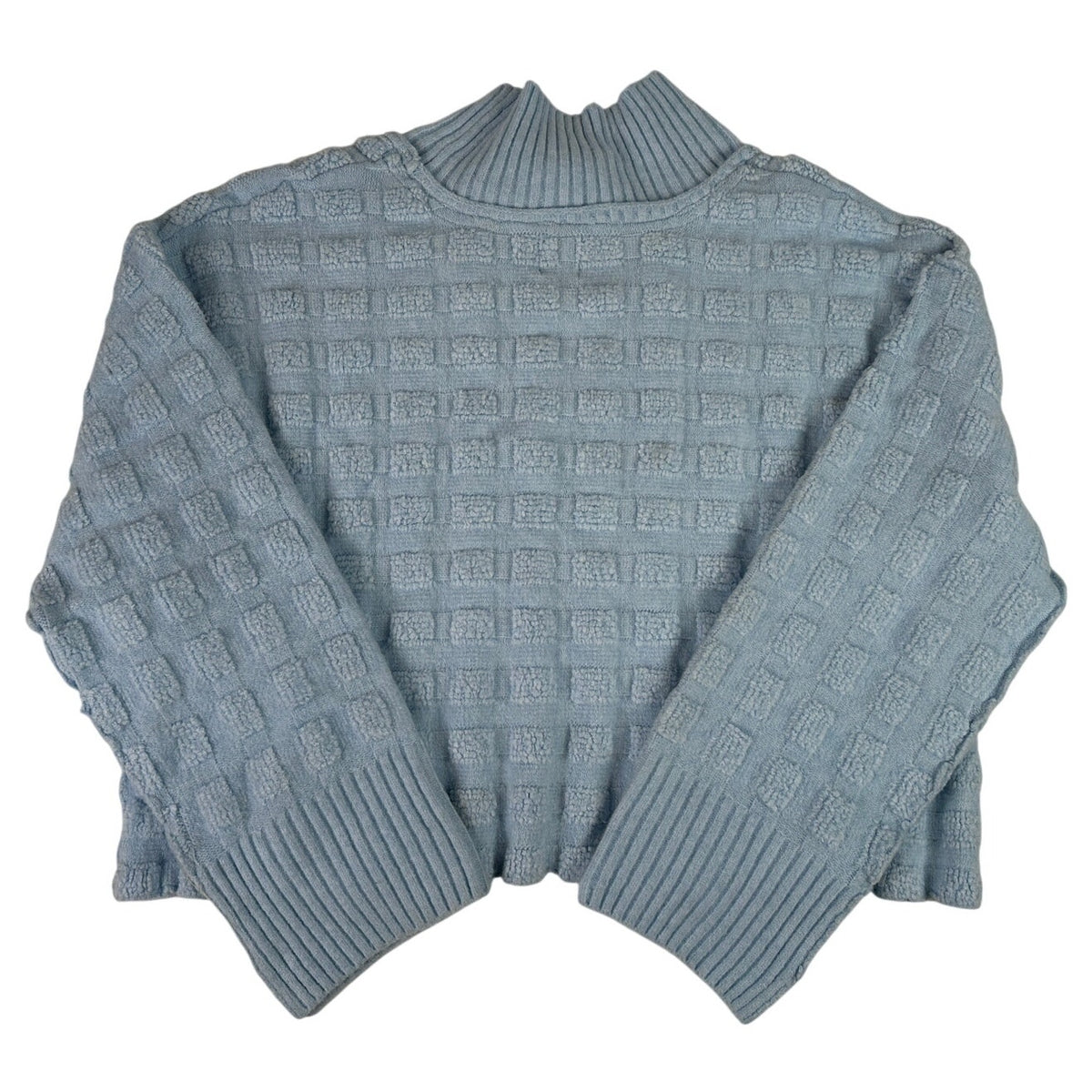 Free People Care FP Soul Searcher Light Blue Mock Neck Sweater Women's Sz XL NWT