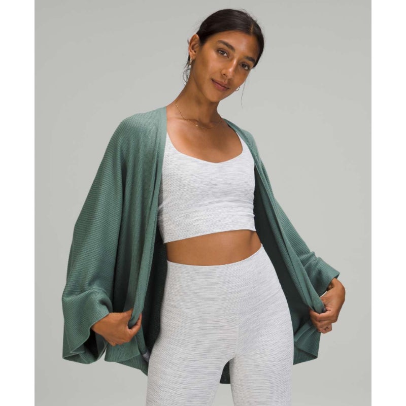 Lululemon Athletica Teal Cashlu Knit Textured Wrap Cardigan Women's Sz XL/XXL