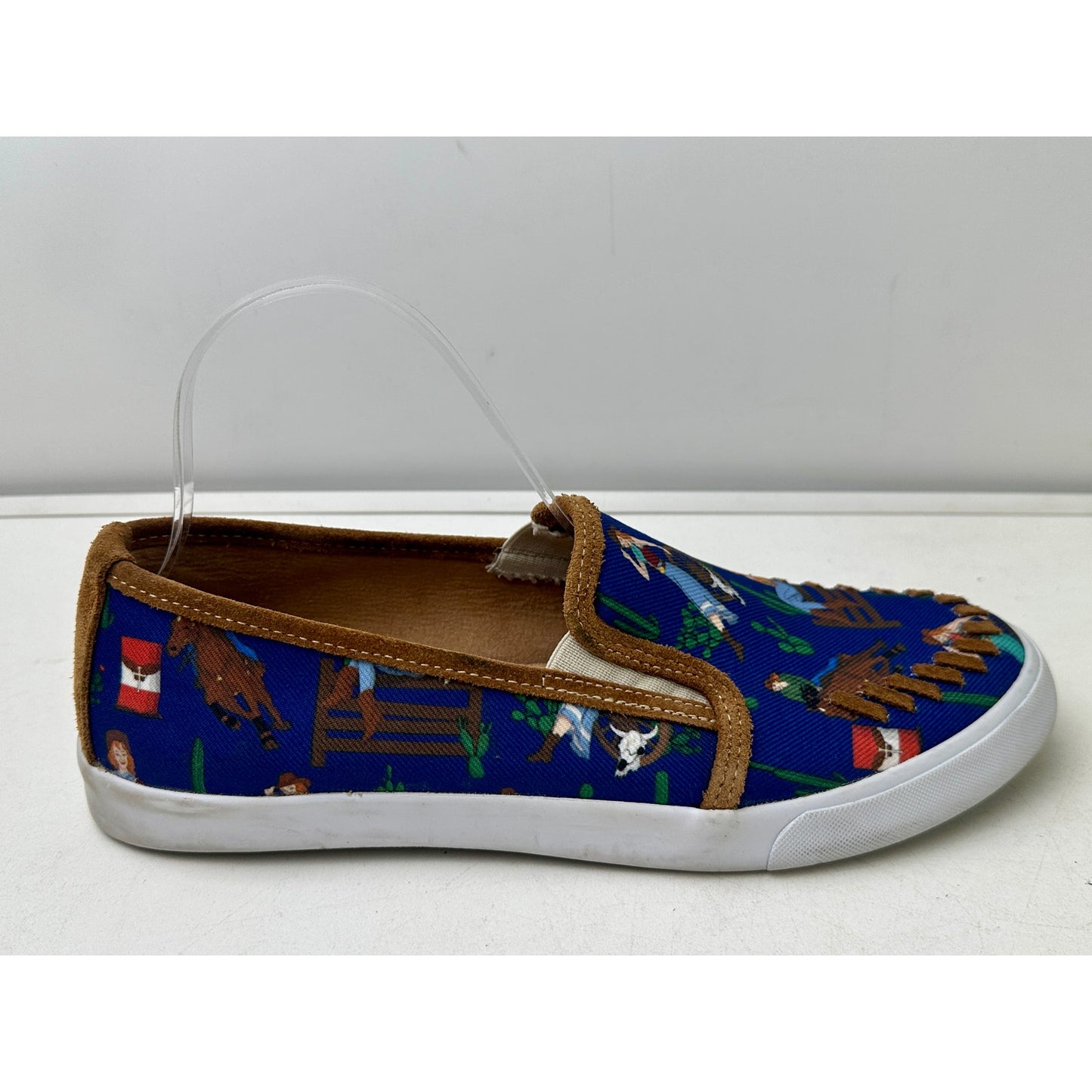 Justin Reba Blue Western Cowgirl Print Slip-On Shoes Women's Sz 9.5