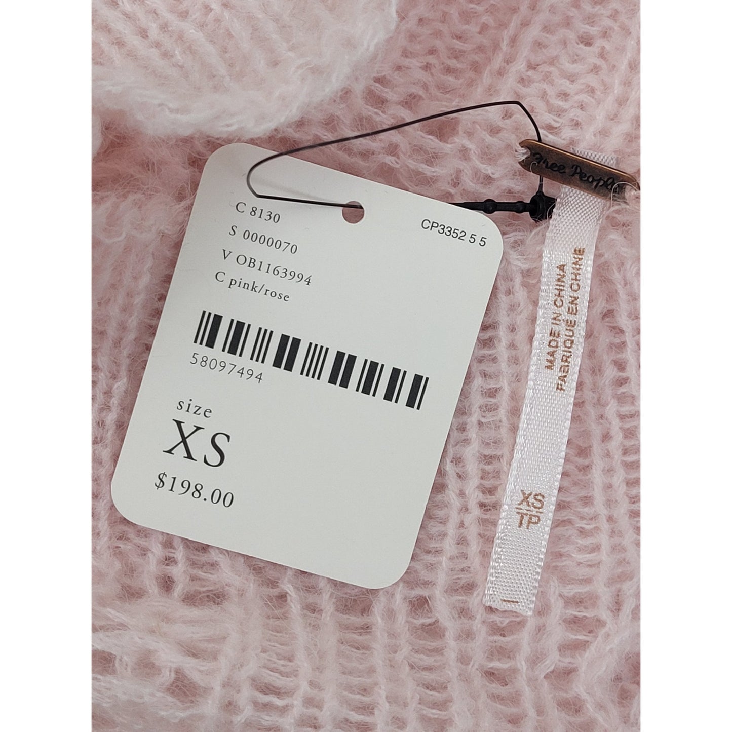 Free People Sylvia Sweater in Rose Women's Sz XS NWT