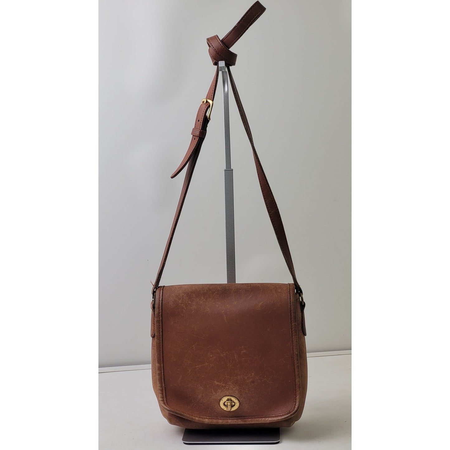 Vintage 90s Coach Companion Flap Crossbody Bag Brown Leather Made in USA