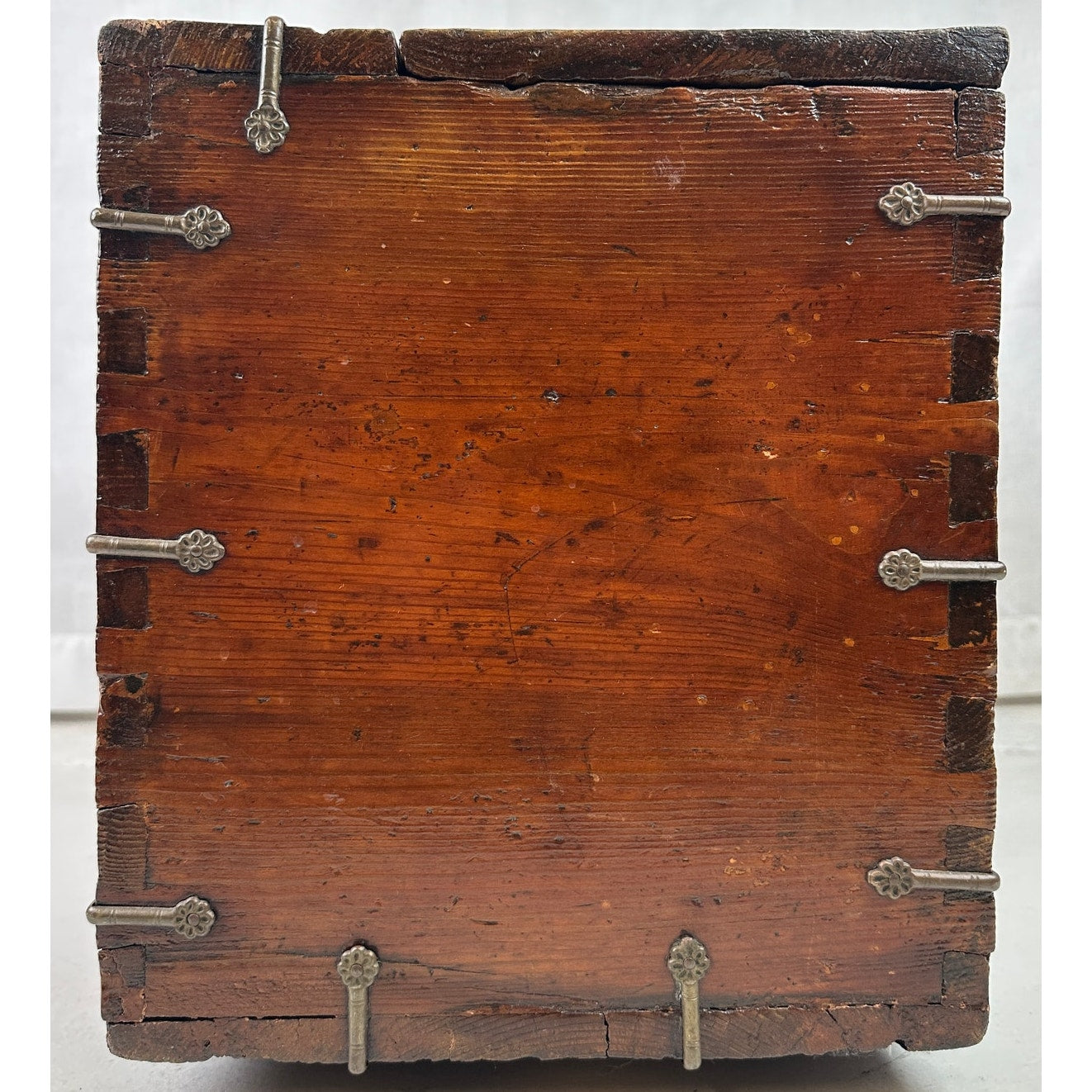 Antique 18th/19th Century Korean Banded Ton-Kwe Wooden Money Chest