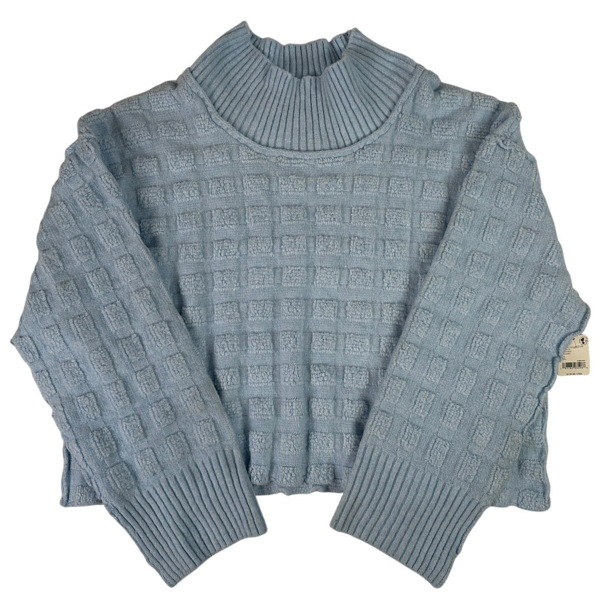 Free People Care FP Soul Searcher Light Blue Mock Neck Sweater Women's Sz XL NWT